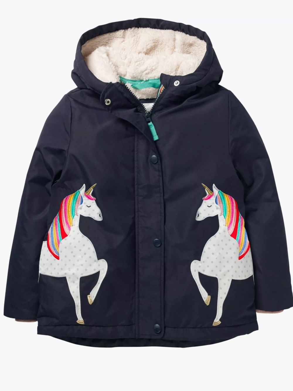 Mini Boden Girls' Sherpa Lined Unicorn Anorak Coat